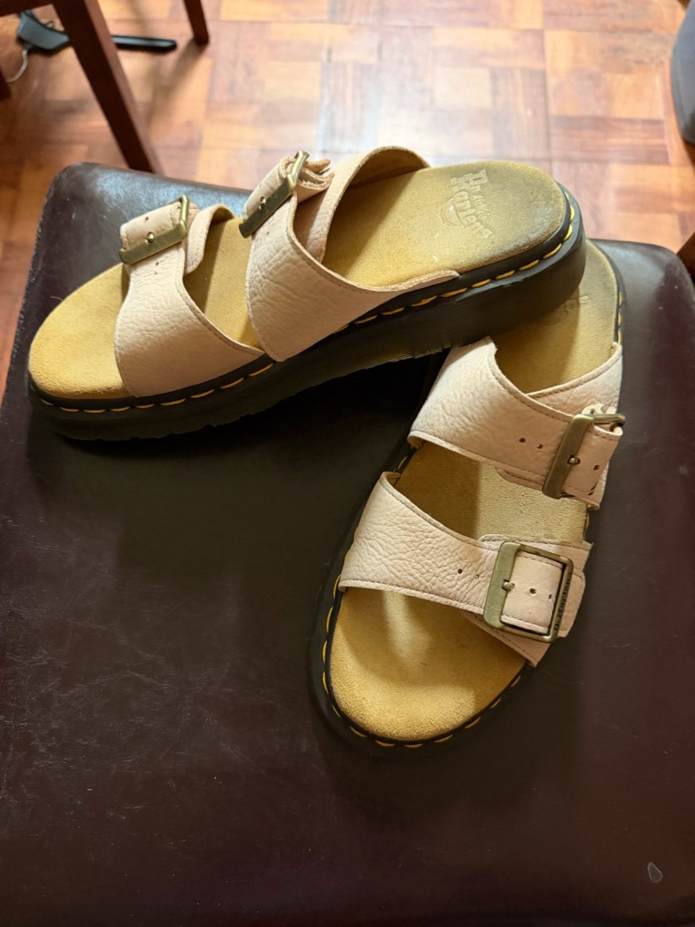Dr. Martens Cream Two-Buckle Slide Sandals
